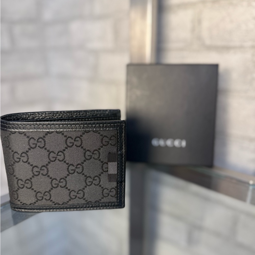 Gucci Black Canvas Monogram Wallet